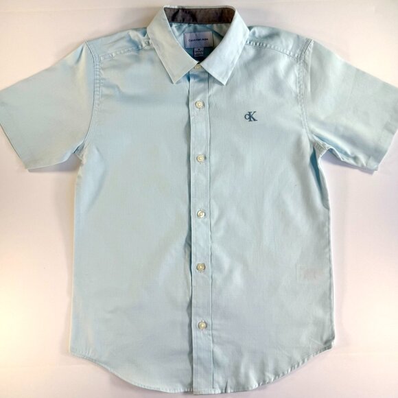 Calvin Klein Jeans Light Blue Boys Button Up Short Sleeve Shirt Medium 10/12 - Picture 1 of 7